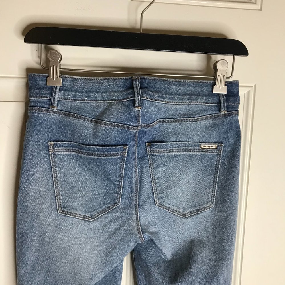 White House Black Market Women's The Skinny Crop Jeans Pearl Accent Blue~Size 00 - Picture 5 of 9